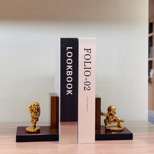Luxury Gold Figurine Bookends with Glossy Base