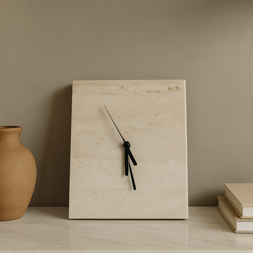 Stratum - Travertine Square Clock