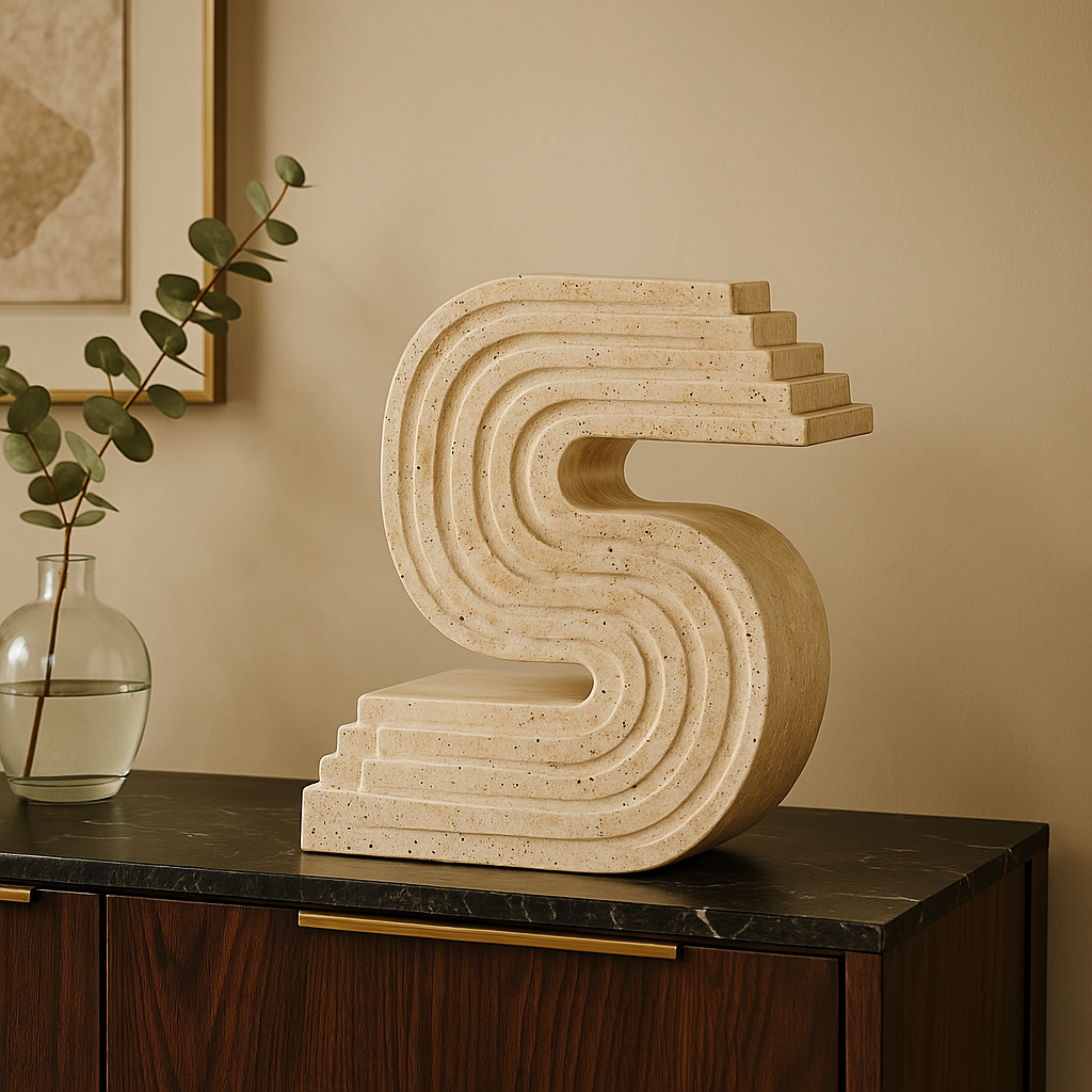 Serpentine - Travertine "S" Sculpture