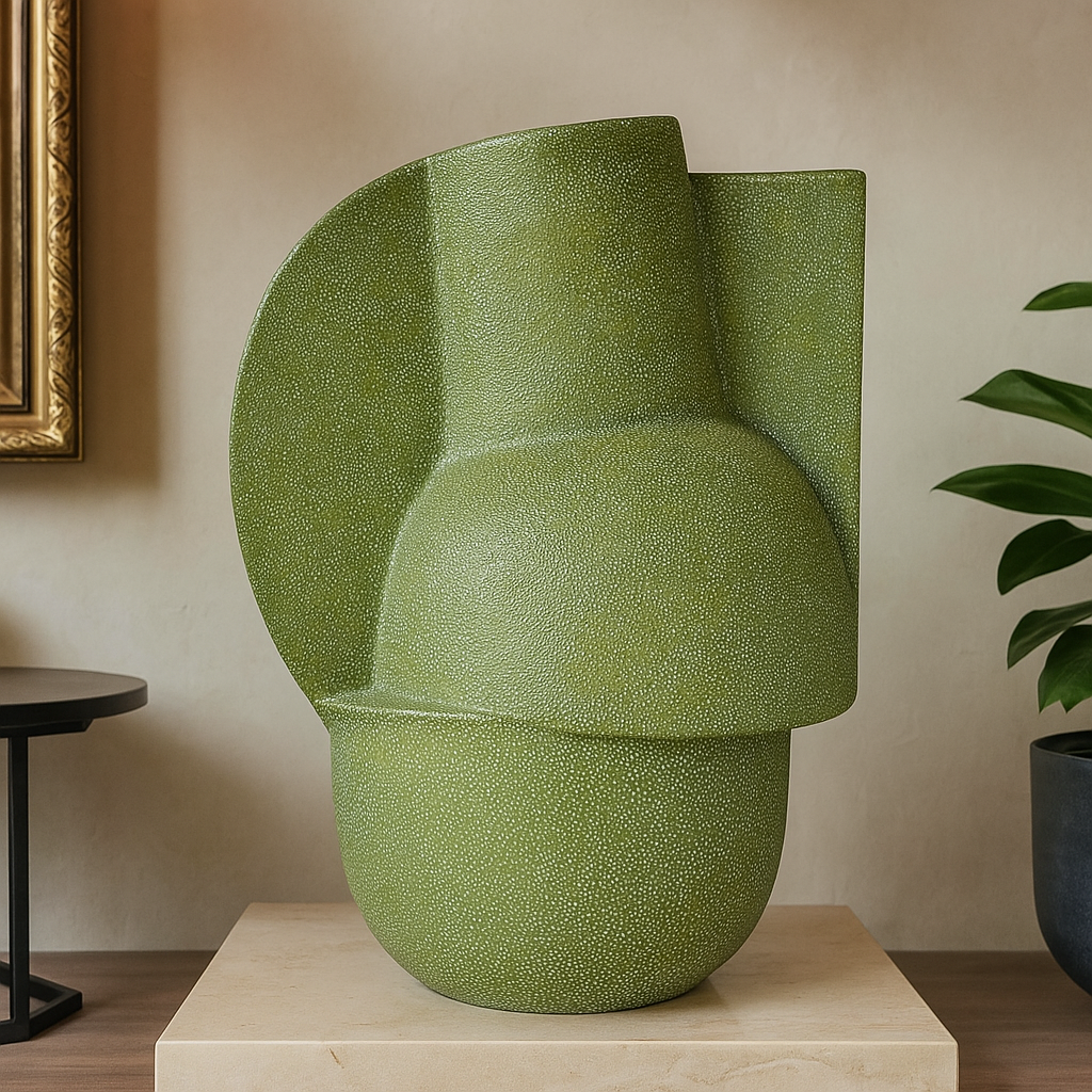 Veridian - Geometric Textured Sculpture Vase