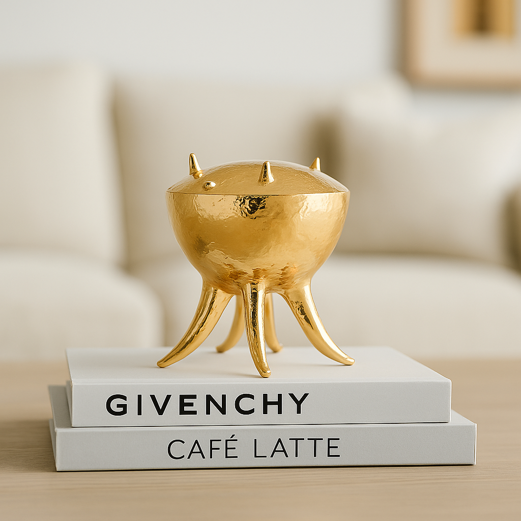 Golden Tripod Resin Sculpture