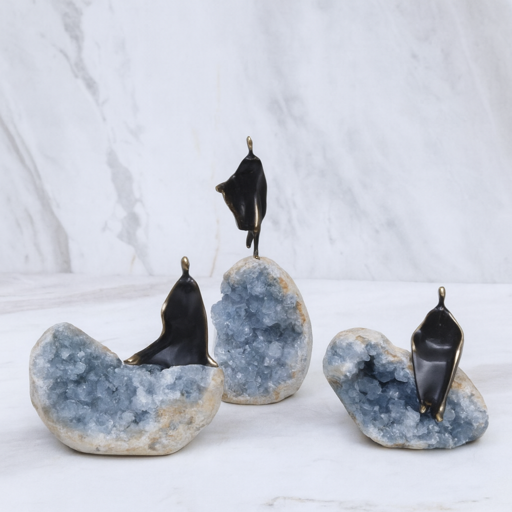 Kyanite Cloaked Figure Trio
