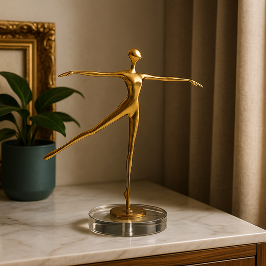 Golden Pirouette Dancer Sculpture
