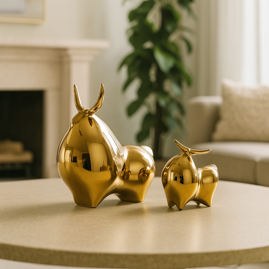 Taurus - Golden Bull Sculptures (SET)