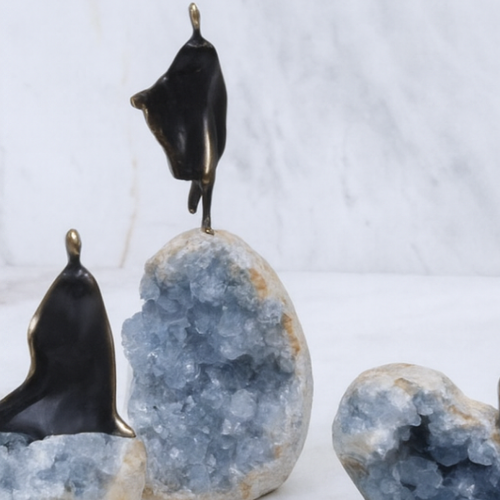 Kyanite Cloaked Figure Trio