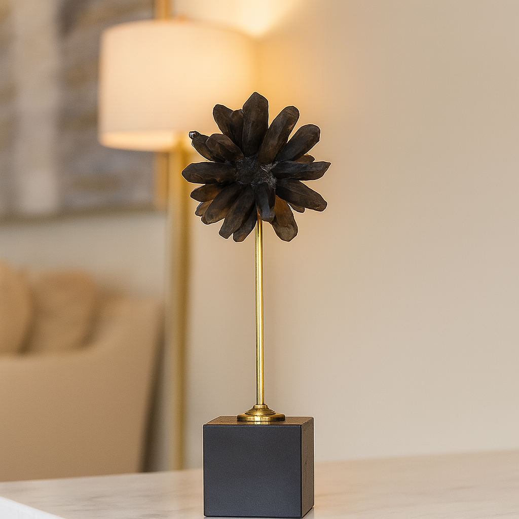 Asteria - Black Crystal Flower Sculptures