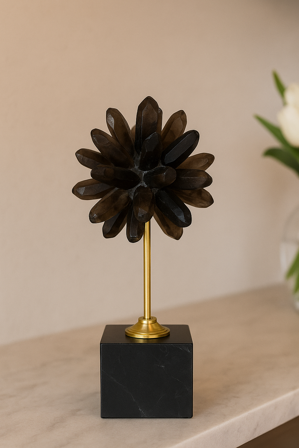 Asteria - Black Crystal Flower Sculptures