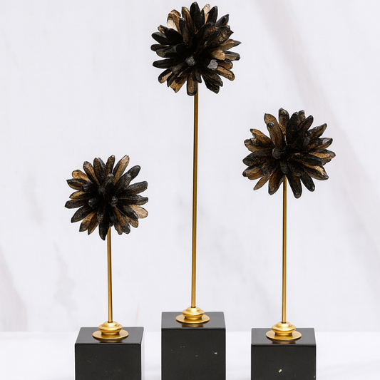 Asteria - Black Crystal Flower Sculptures