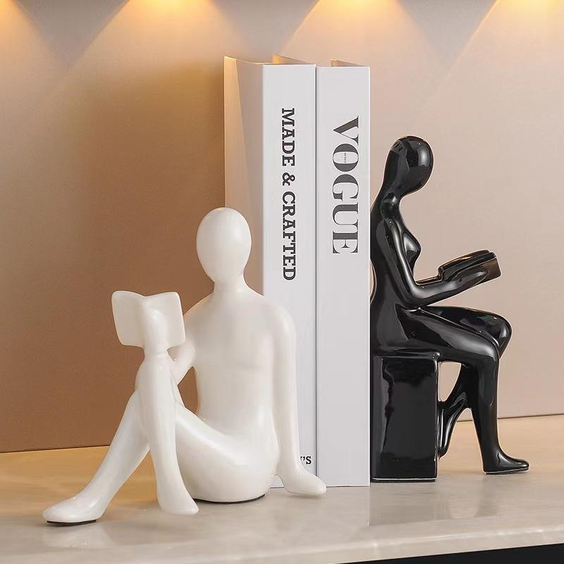 Eternal Readers – Black & White Ceramic Figurines