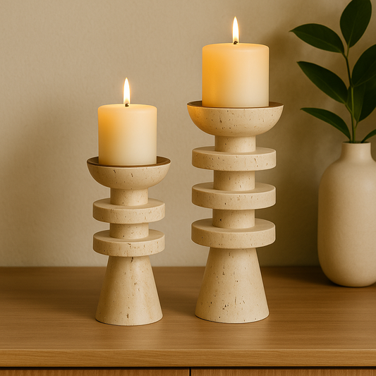 Tiered Stone Candleholders